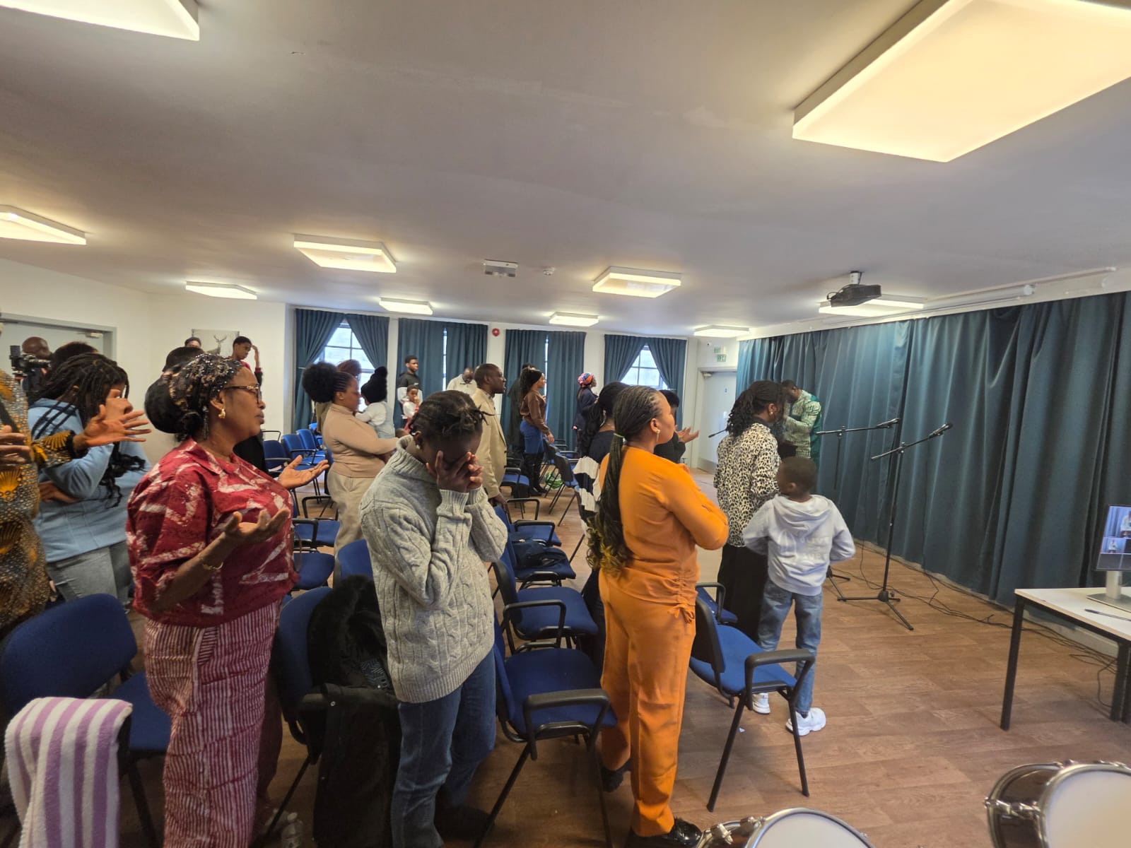 Congregation worshipping together at Grace Church Keighley