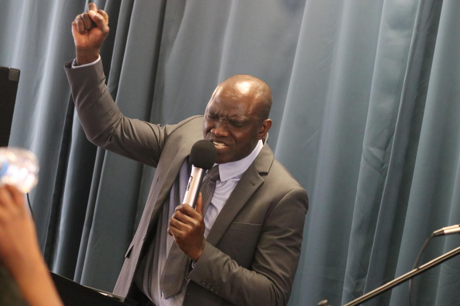 The Lead Pastor delivering a message at Grace Church Keighley